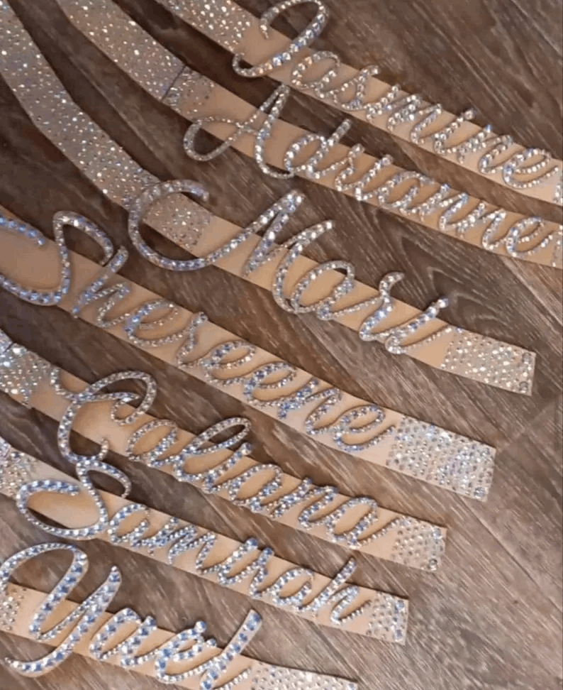 Custom Rhinestone Name Dance Belt Personalized Elastic Waistband with Luxe Crystals Cheer Gymnastics Competition Bling Belt