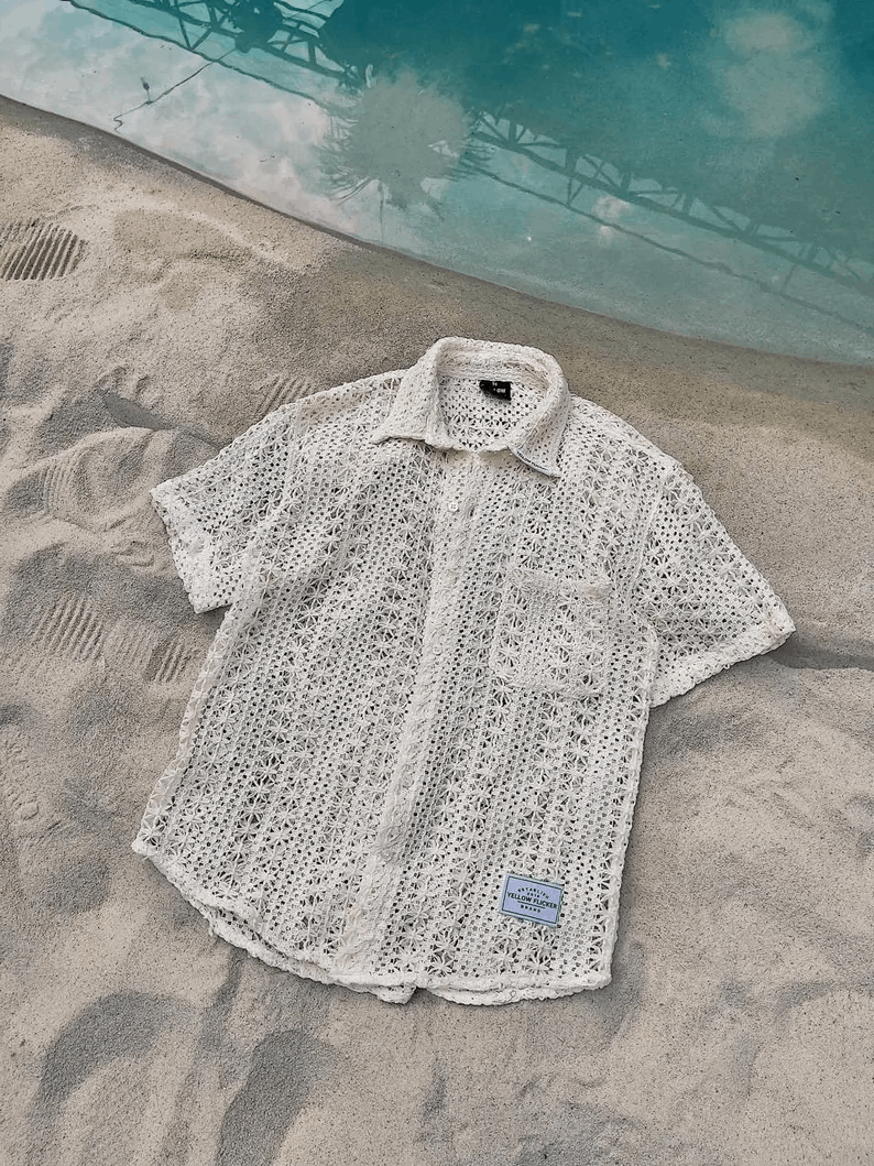 Chemise de plage crochetée à la main – Style bohème unisexe