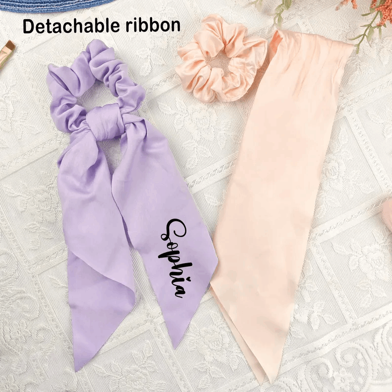 Personalized Silk Scrunchie,Custom Hair Band,Stain Silk Hair Tie,Bridesmaid Gift,Mother's Day Gift,Hair Accessories,Silk Scrunchie for Women