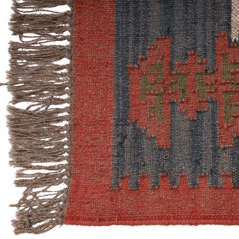 Handmade Large Kilim Rug, Handwoven, Wool and Jute Rug Handmade, Kilim Dhurrie Rug, Motifs, Oriental, Traditional Indian, Geometric, Turkish