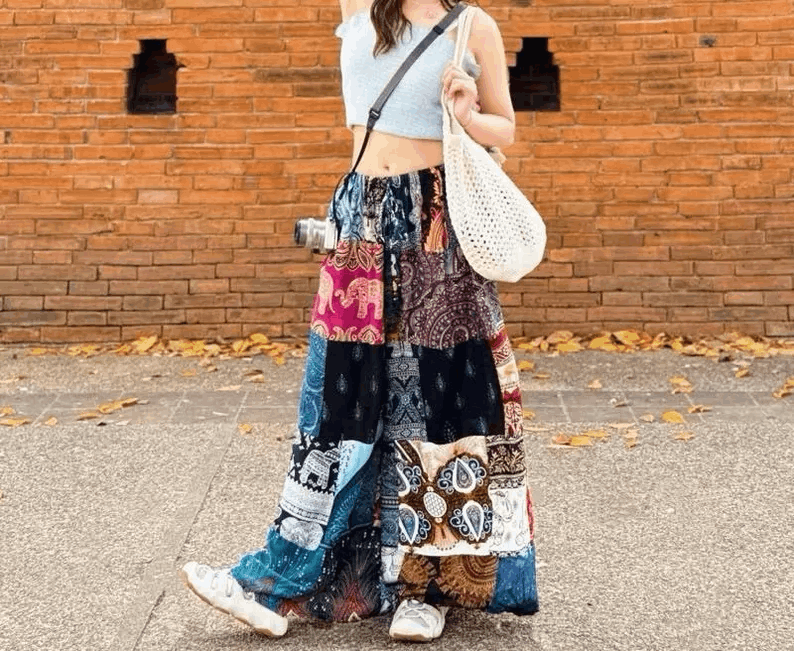 Bohemian Patchwork Pants – Handmade Boho Long Trousers – Colorful Hippie Festival Pants – Unique Unisex Streetwear