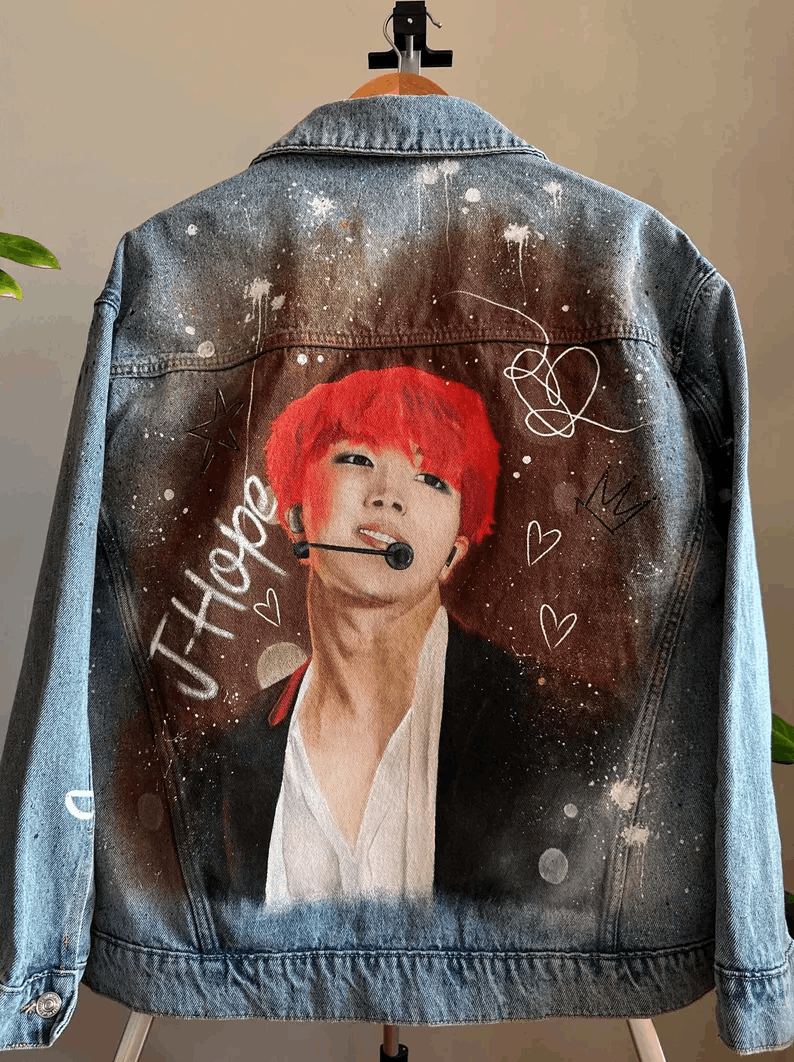 Veste en Jean Peinte à la Main – Création Personnalisée sur Commande, Design Artistique Unique