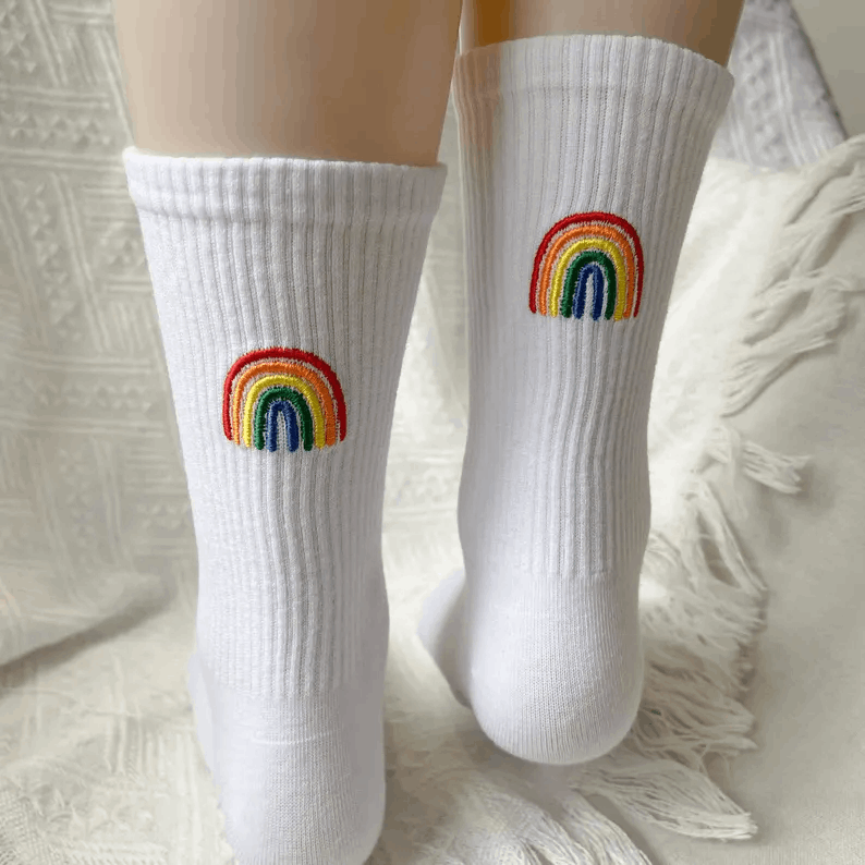 Custom Embroidered Socks, Unisex Cotton Socks, Personalized Text Logo Sports Socks, Embroidery On Back Socks, Keepsake Gift, Birthday Gift