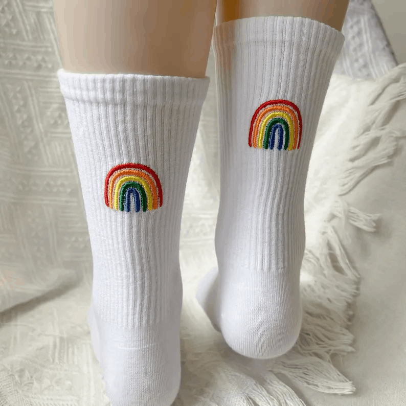 Custom Embroidered Socks, Unisex Cotton Socks, Personalized Text Logo Sports Socks, Embroidery On Back Socks, Keepsake Gift, Birthday Gift