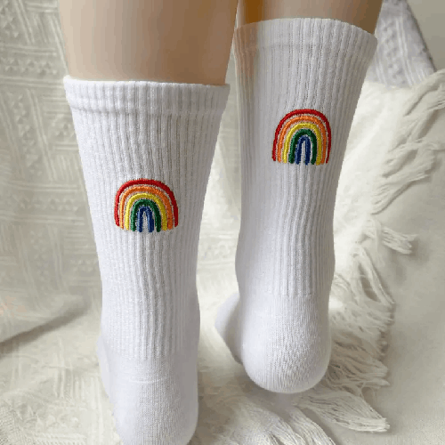 Custom Embroidered Socks, Unisex Cotton Socks, Personalized Text Logo Sports Socks, Embroidery On Back Socks, Keepsake Gift, Birthday Gift