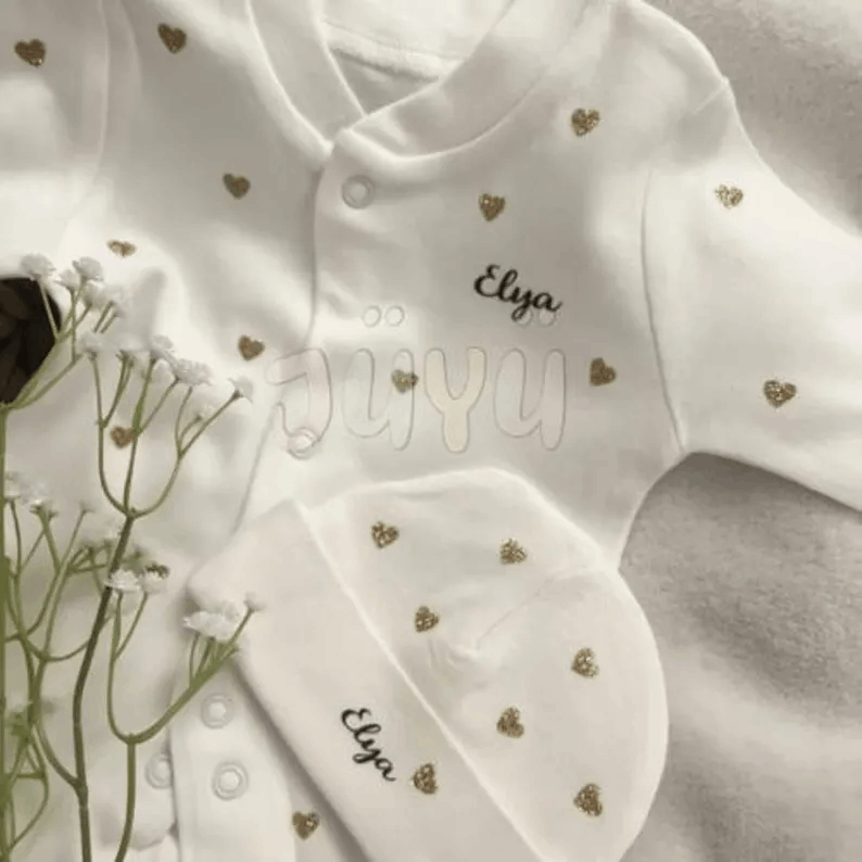 Personalized Baby Set - Pajamas and Hat with Name and Special Message