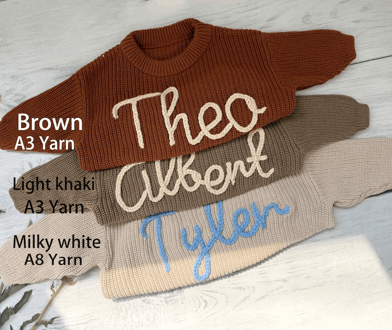 Pull Enfant Personnalisé au Crochet avec Prénom