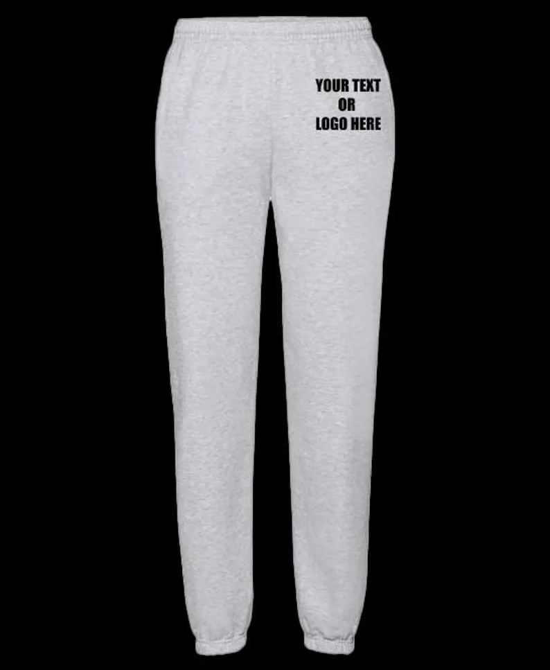 Printed Personalised Your Text Fruit of the Loom Classic 80/20 Elasticated Sweatpants Casual Work wear Gifts SS405