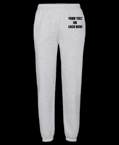 Printed Personalised Your Text Fruit of the Loom Classic 80/20 Elasticated Sweatpants Casual Work wear Gifts SS405