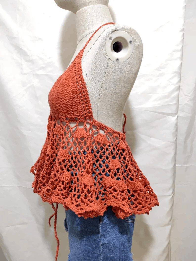 Crop top au crochet dos nu – Fait main style bohème