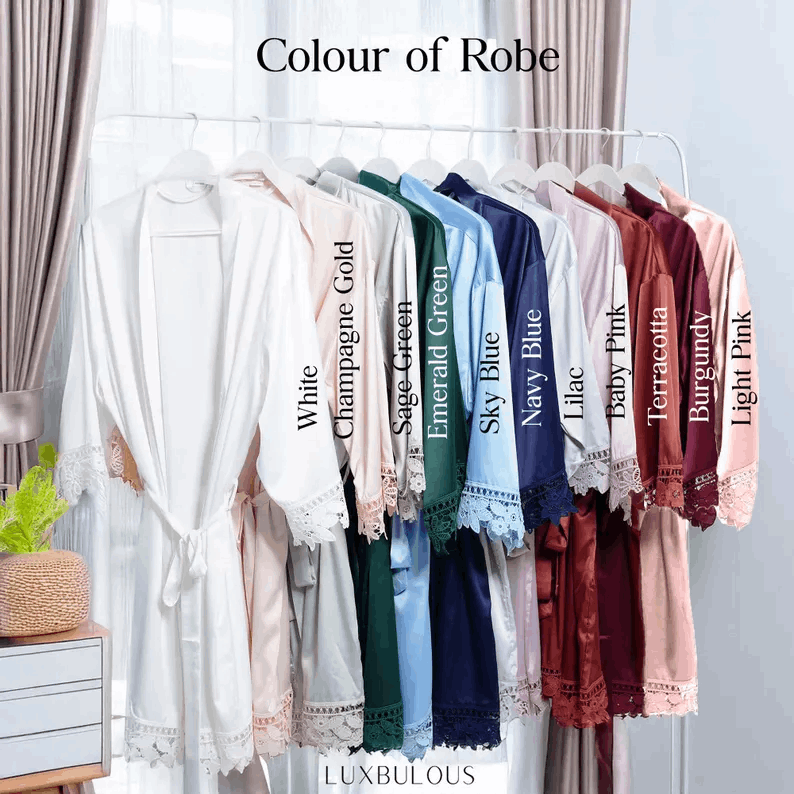 Personalized Satin Robes, Wedding Robes, Women Robes, Bridesmaid Proposal Gift, Bachelorette Robes, Wedding Favor, Floral Robe, Gift for Her