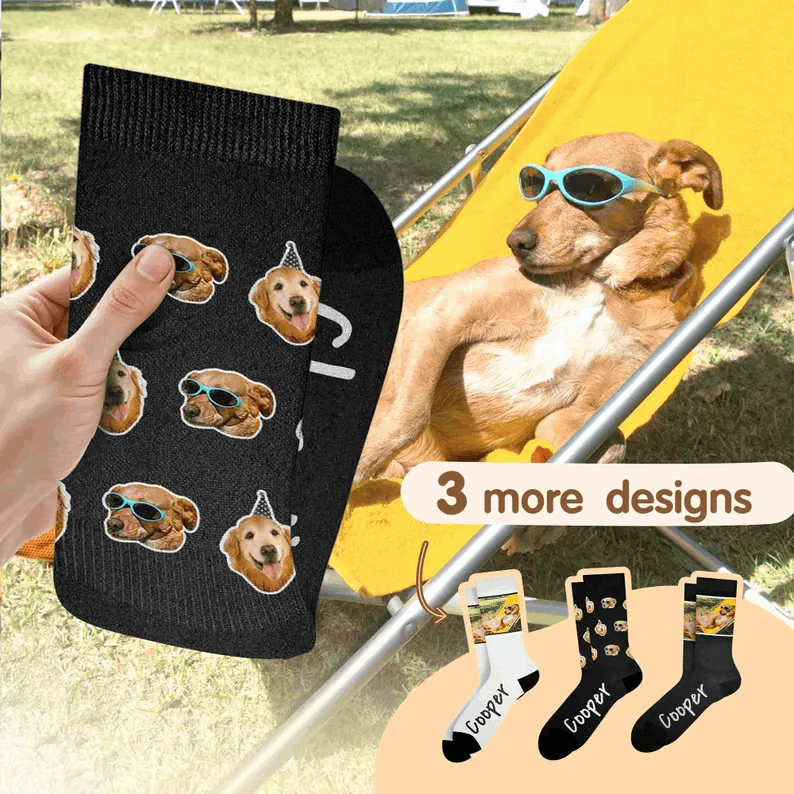 Chaussettes personnalisées avec photo – Cadeau fun pour amoureux des animaux & famille
