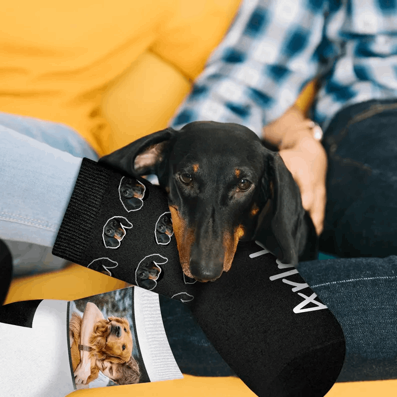 Chaussettes personnalisées avec photo – Cadeau fun pour amoureux des animaux & famille