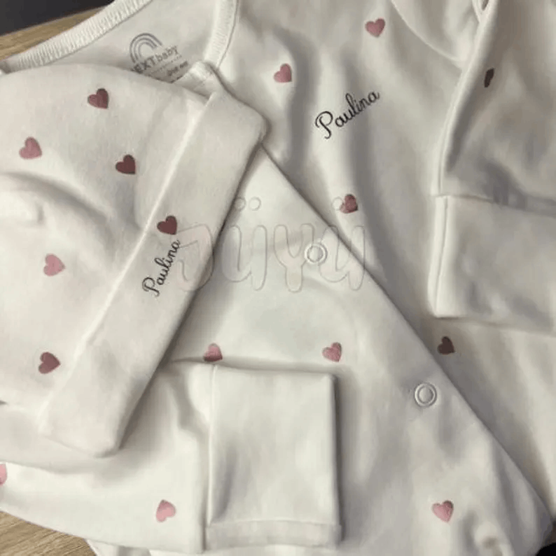 Personalized Baby Set - Pajamas and Hat with Name and Special Message