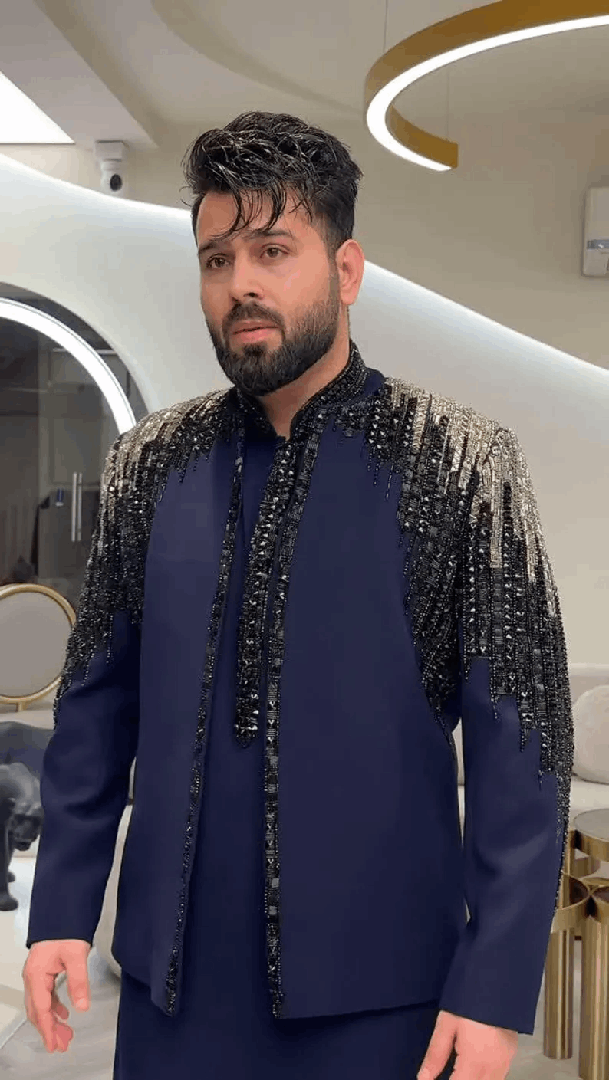 Handmade blue embroidered jodhpuri men, jodhpuri jacket and kurta for men, indian wedding outfit men, custom made jodhpuri suit, men attire