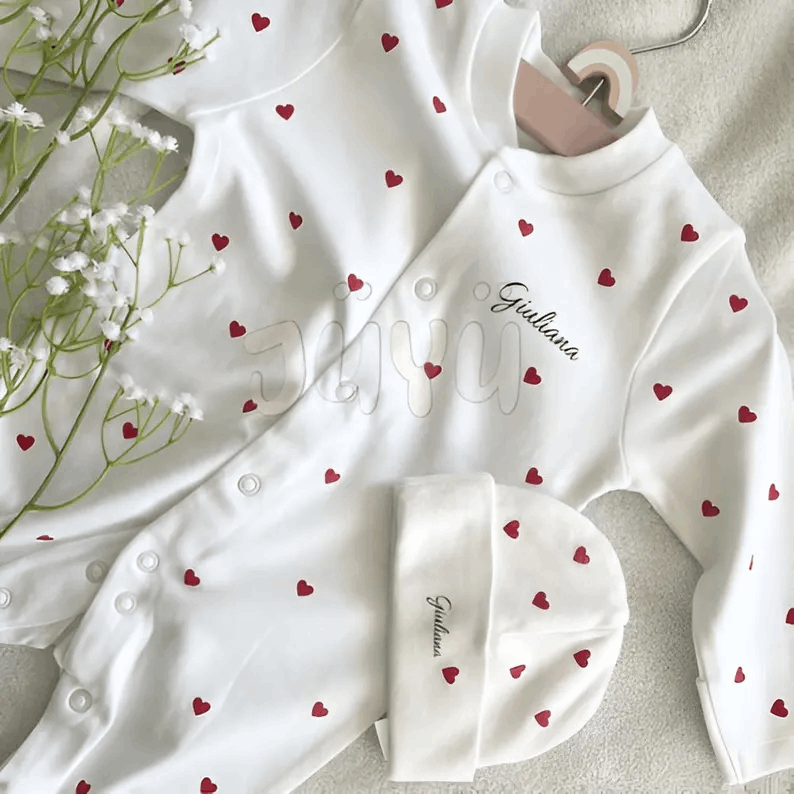 Personalized Baby Set - Pajamas and Hat with Name and Special Message