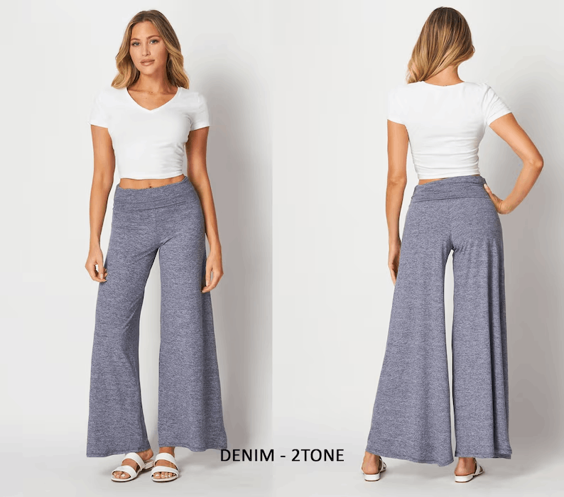 Custom Made Buttery Soft Wide Leg Pull on Pants, Palazzo, Yoga Pants, Available in Petite, Plus, Tall