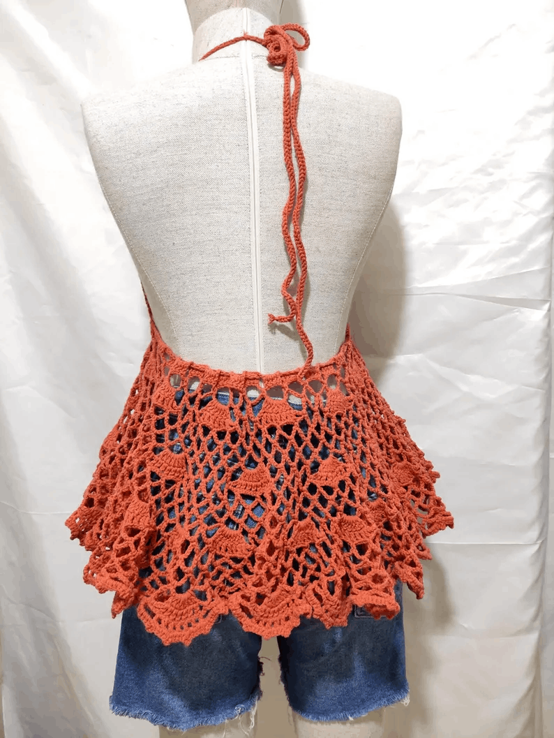 Crop top au crochet dos nu – Fait main style bohème