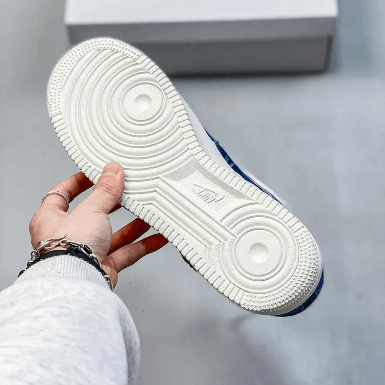 Custom Denim AF1 Sneakers – Handcrafted Jean Texture Air Force 1 Shoes – Unisex Streetwear – Personalized Inspired Gift