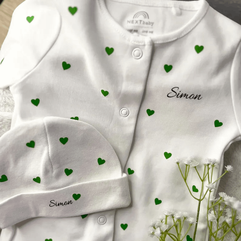 Personalized Baby Set - Pajamas and Hat with Name and Special Message