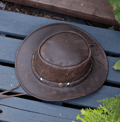 Chapeau western en cuir fait main – Style cowboy personnalisable