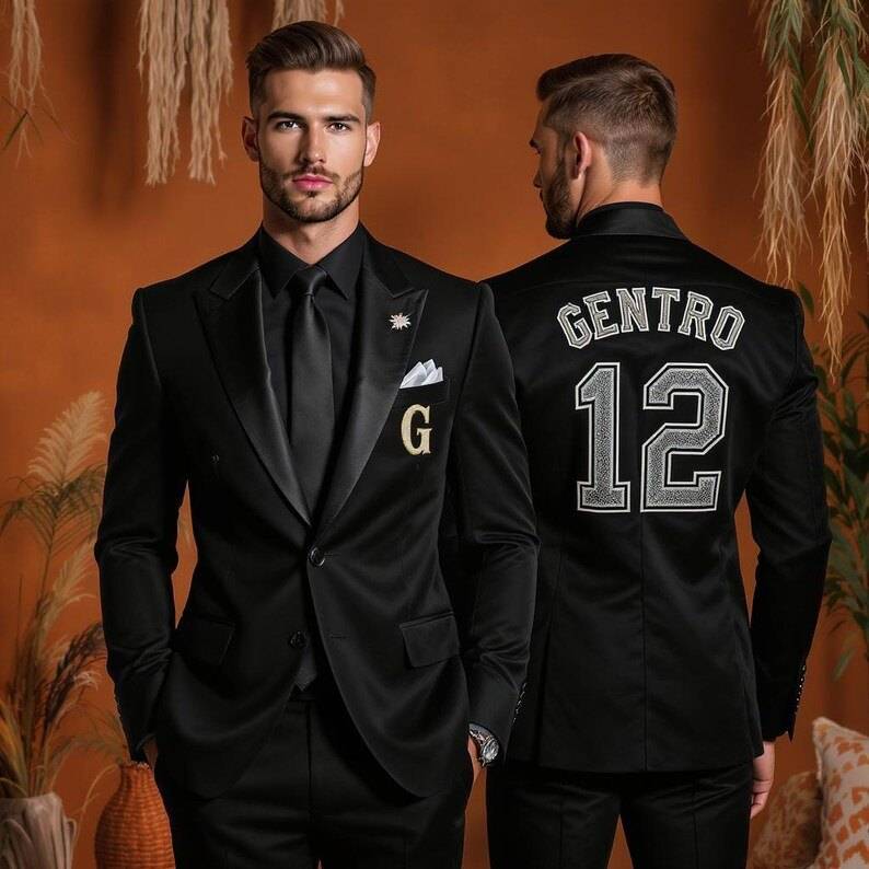 Customized Men's Suit | Personalized Tailored Fit Suit with Embroidered Name | Wedding Suit | Groomsmen suit | Made to Measure Suit