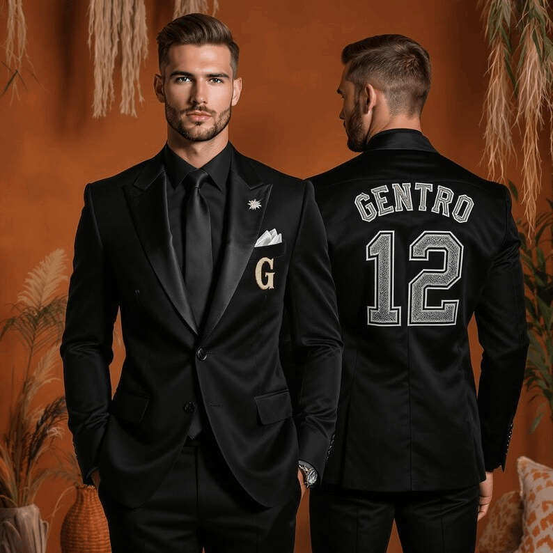 Customized Men's Suit | Personalized Tailored Fit Suit with Embroidered Name | Wedding Suit | Groomsmen suit | Made to Measure Suit