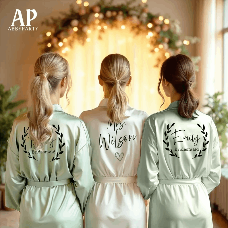 Personalized Bridesmaid Proposal Robe, Satin Robe with Name, Monogram Robe, Bridal Shower Robe, Women Robes, Wedding Robe, Gift for Her