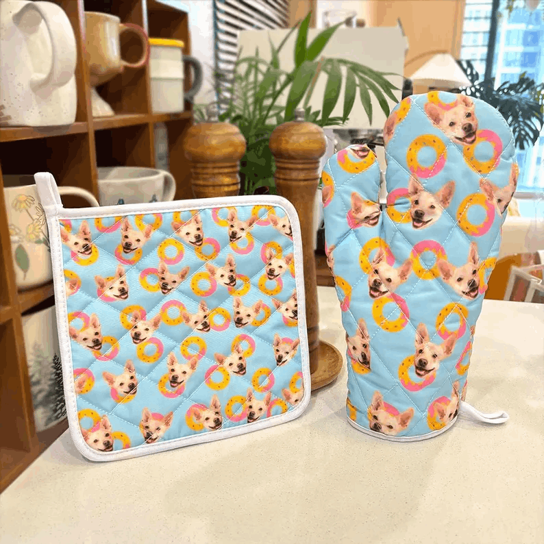 Ensemble de Moufles et Manique avec Motifs Personnalisés – Cuisine avec Style