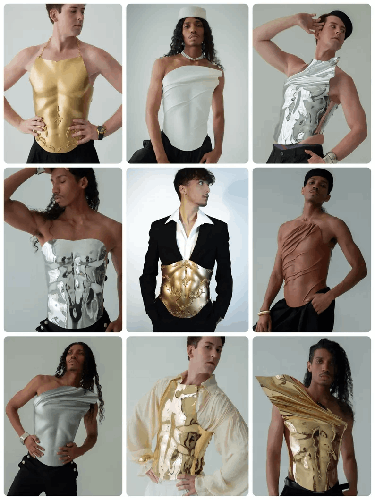 Custom Made Men's Gold Corset For Festival Stage Performance Dancers Gold Theme Man Warrior Fashion Armor For Men Avant Garde Clothing