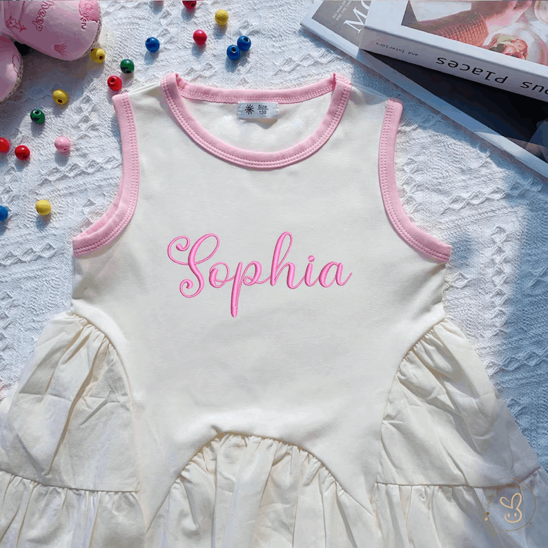 Custom Embroidered Toddler Dress ,Personalized Name Dress for Baby Girl, Girls Summer Outfit for Ages 1–7,Girls Dress,Girls Birthday Gift