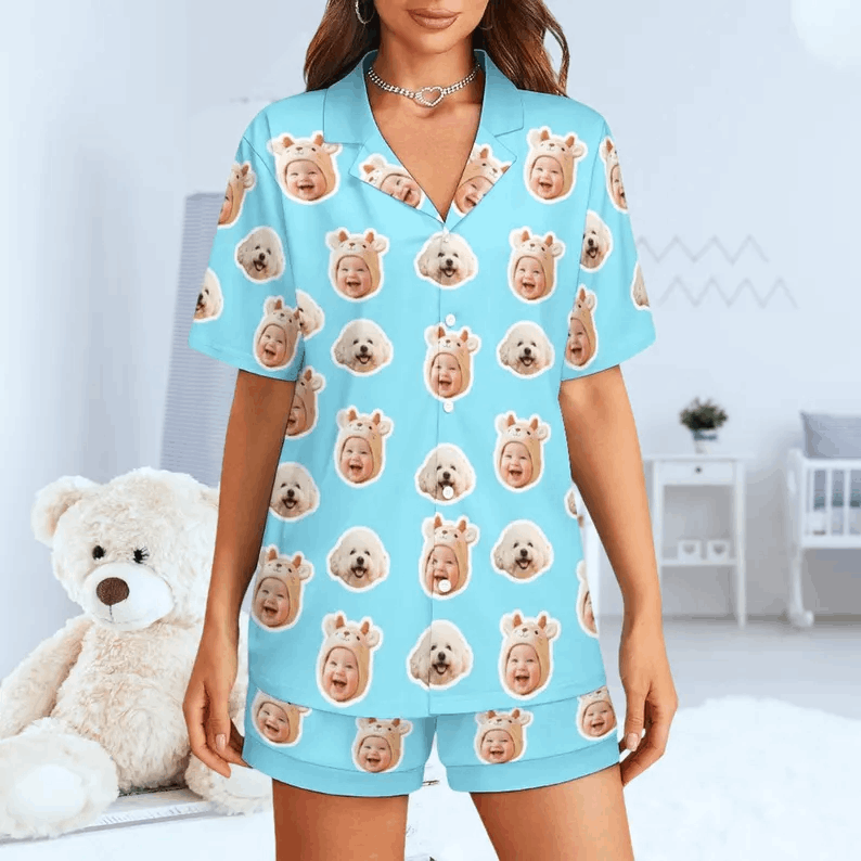 Pyjama Visage Personnalisé – Confort Unique et Look Fun