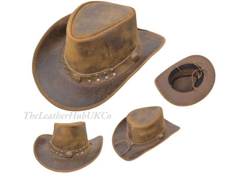 Chapeau cowboy en cuir vintage – Style western fait main