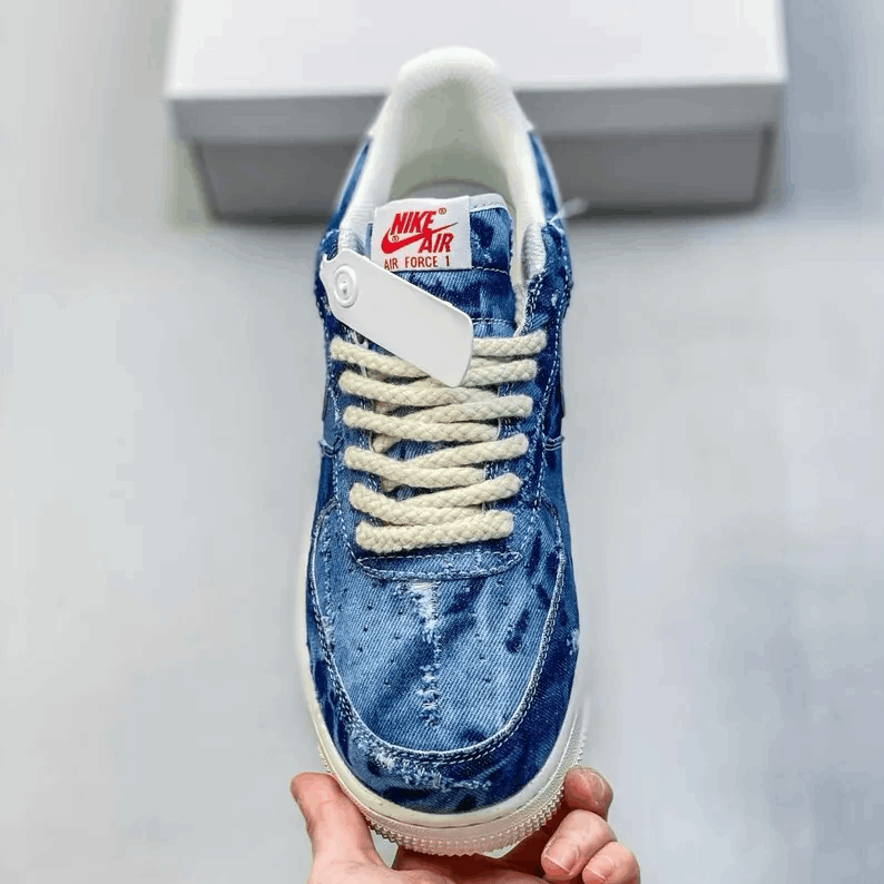 Custom Denim AF1 Sneakers – Handcrafted Jean Texture Air Force 1 Shoes – Unisex Streetwear – Personalized Inspired Gift