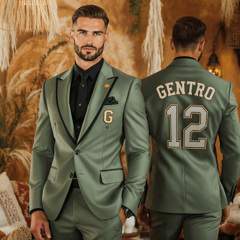 Customized Men's Suit | Personalized Tailored Fit Suit with Embroidered Name | Wedding Suit | Groomsmen suit | Made to Measure Suit