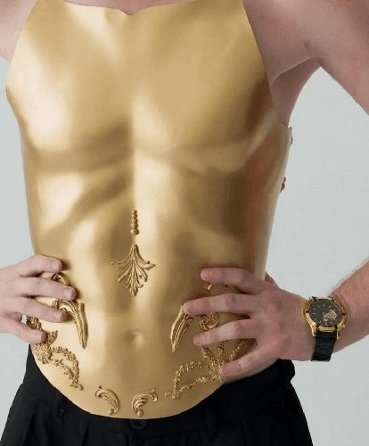 Custom Made Men's Gold Corset For Festival Stage Performance Dancers Gold Theme Man Warrior Fashion Armor For Men Avant Garde Clothing
