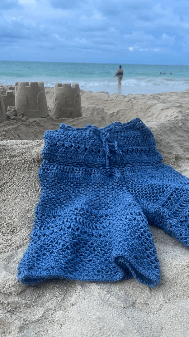 Blue Crochet Shorts | Handmade | 100% Cotton | Unisex | Beachwear