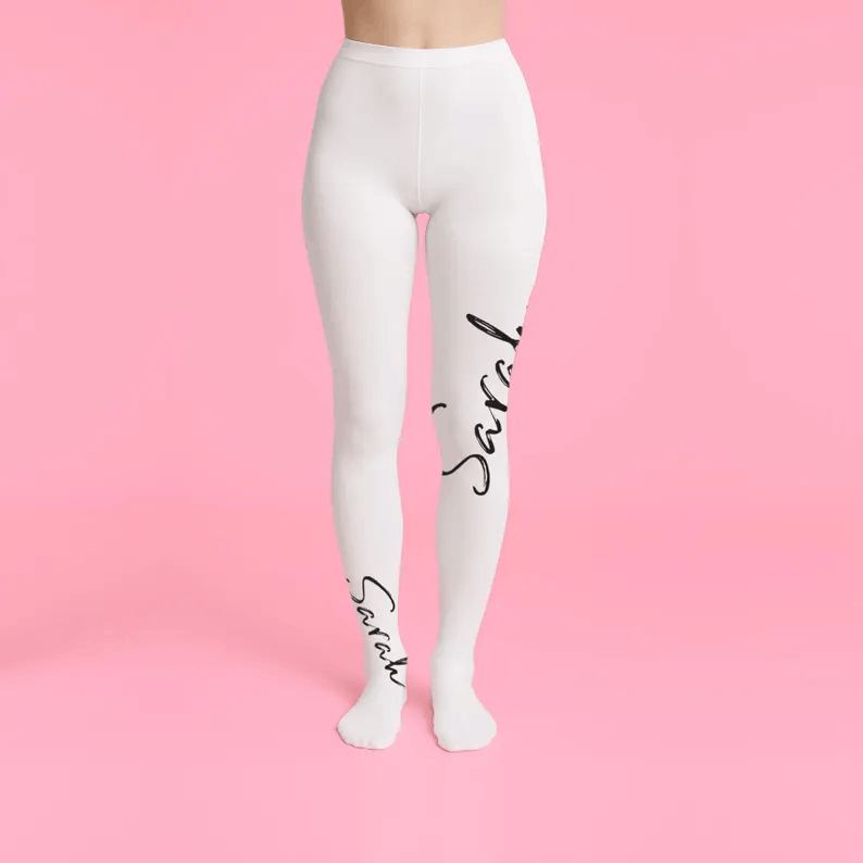 Custom Phrase Tights, Custom Quotes Pantyhose, Personalized Gifts Socks with Name or Text, Custom Text Gift, X Small to Plus Size Tight