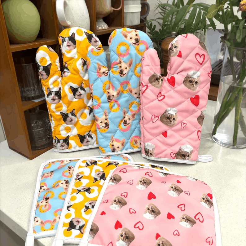 Ensemble de Moufles et Manique avec Motifs Personnalisés – Cuisine avec Style