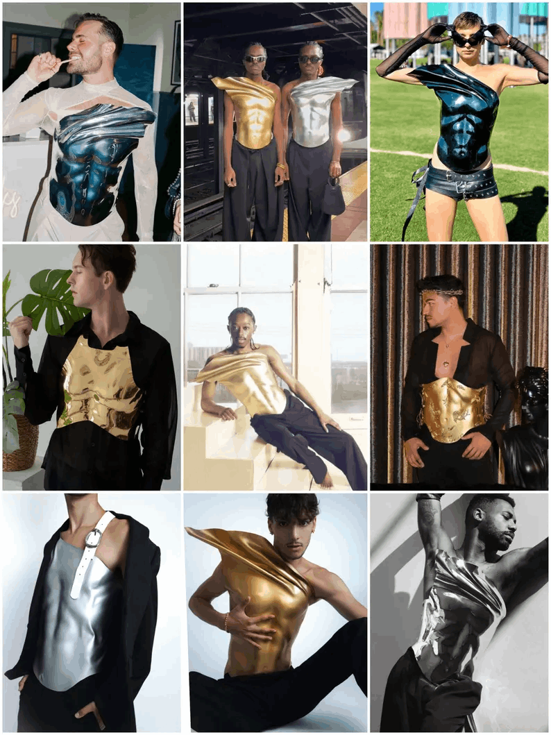 Custom Made Men's Gold Corset For Festival Stage Performance Dancers Gold Theme Man Warrior Fashion Armor For Men Avant Garde Clothing