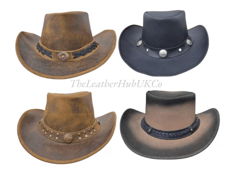 Chapeau cowboy en cuir vintage – Style western fait main
