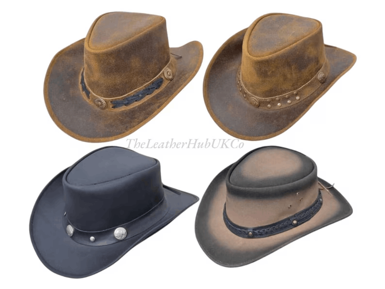 Chapeau cowboy en cuir vintage – Style western fait main