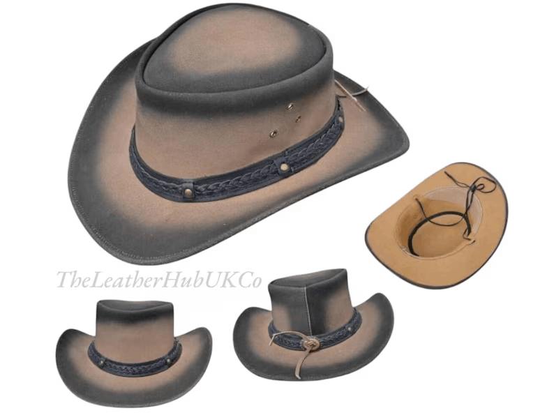 Chapeau cowboy en cuir vintage – Style western fait main