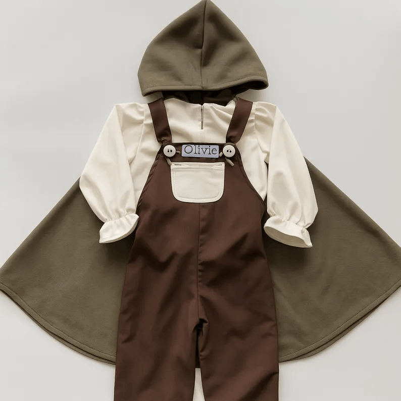  Medieval Cosplay Costume, Halloween Kids Costume, Ring Bearer Baby Costume Set, Baby Birthday Gift, Woodland Cloak