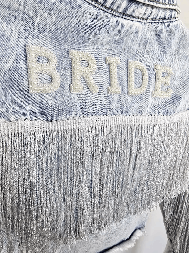 Veste en jean Bride à franges et perles – Veste denim personnalisée EVJF