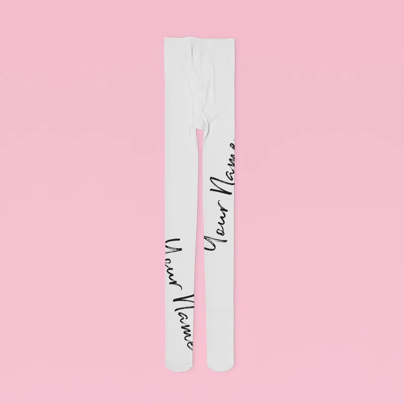 Custom Phrase Tights, Custom Quotes Pantyhose, Personalized Gifts Socks with Name or Text, Custom Text Gift, X Small to Plus Size Tight