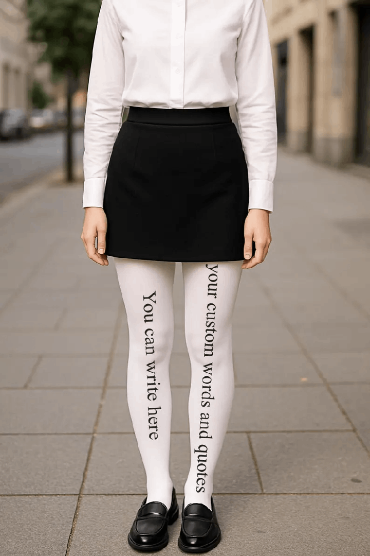 Custom Phrase Tights, Custom Quotes Pantyhose, Personalized Gifts Socks with Name or Text, Custom Text Gift, X Small to Plus Size Tight