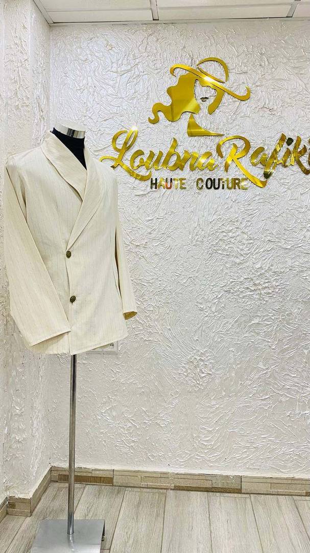 Vest sur mesure Blanc cassé faite à main